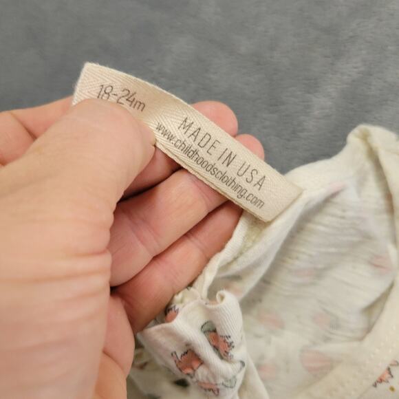 Childhood Shirt Girls 18-24 Months Cream Sage Tulip Floral Breathable Cotton Top - Picture 7 of 10